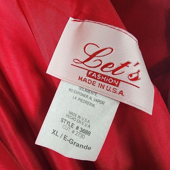 Vtg Lets Fashion Red Beaded Gown Bottom Black Chiffon Size XL 90s Y2k Vampire - Picture 4 of 7